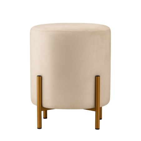 Pouf en velours beige rond, pieds dorés | Hashtag Déco