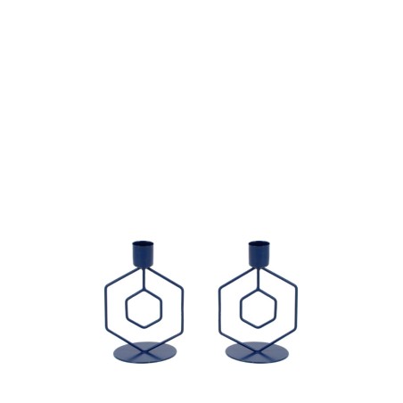 Lot de 2 bougeoirs métal bleu élégant | Hashtag Déco