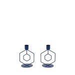 Lot de 2 bougeoirs métal bleu élégant | Hashtag Déco