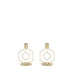 Lot de 2 bougeoirs métal doré 12cm | Hashtag Déco