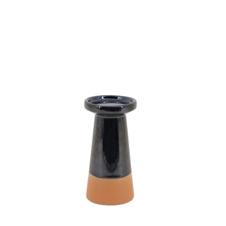 Bougeoir conique grès noir terracotta 18,4cm | Hashtag Déco