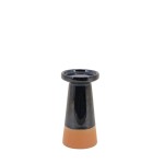 Bougeoir conique grès noir terracotta 18,4cm | Hashtag Déco