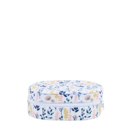Boite à bijoux ovale en velours fleuris blanc | Hashtag Déco
