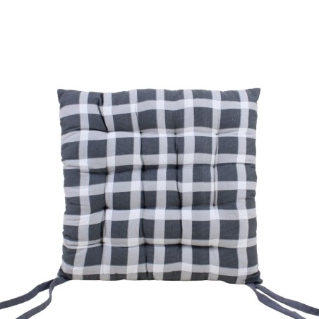 Galette de chaise à carreaux noire et blanche 40cm