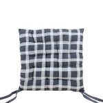 Galette de chaise à carreaux noire et blanche 40cm