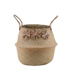 Panier en osier naturel avec pompons colorés | Hashtag Déco