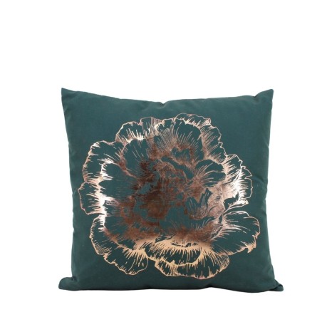 Coussin noir en coton motif fleur doré 45x45cm | Hashtag Déco