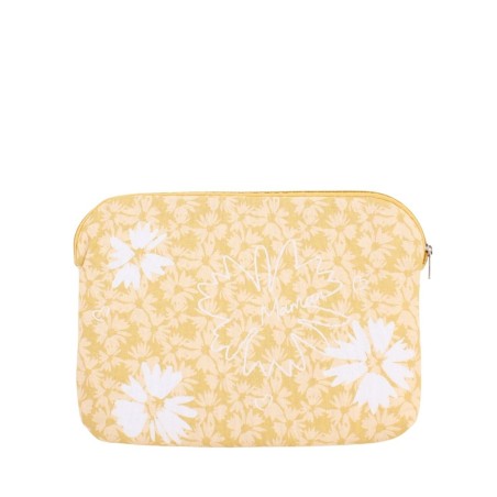 Étui tablette tissu fleuri jaune 33x23 cm | Hashtag Déco