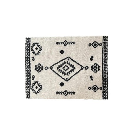 Tapis rectangulaire noir et blanc en coton 120x60 | Hashtag Déco
