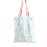 Tote bag coton fleurs vert et blanc 35x30cm | Hashtag Déco