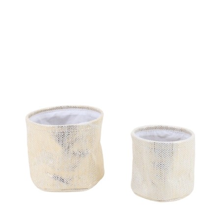 Lot de 2 paniers ronds dorés en tissu | Hashtag Déco