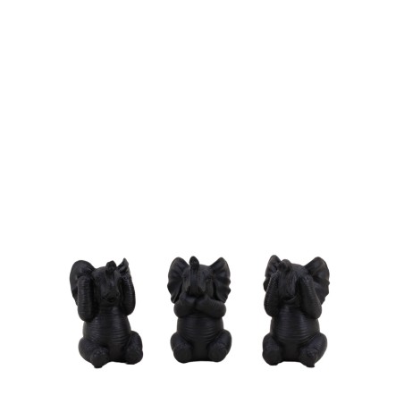 Set de 3 éléphants sages en résine noire | Hashtag Déco