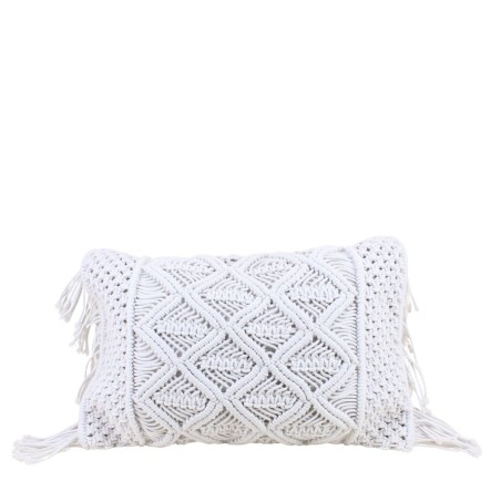 Coussin macramé blanc 40x60cm en tissu | Hashtag Déco