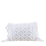 Coussin macramé blanc 40x60cm en tissu | Hashtag Déco