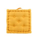 Coussin de sol jaune en tissu 40x40cm | Hashtag Déco