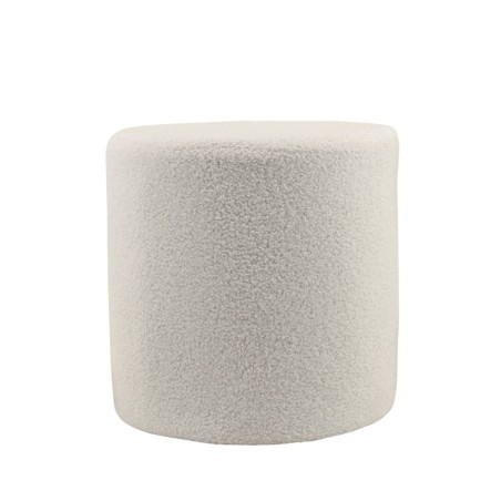 Pouf rond 33cm en tissu bouclette blanc | Hashtag Déco