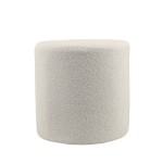 Pouf rond 33cm en tissu bouclette blanc | Hashtag Déco