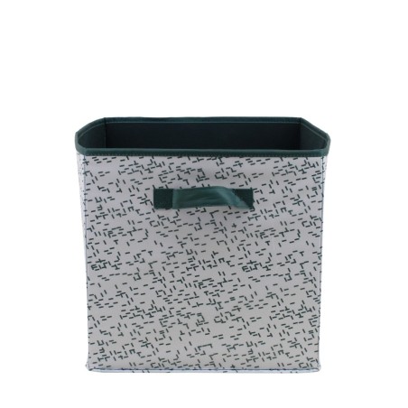 Cube de rangement tissu blanc vert 31cm | Hashtag Déco