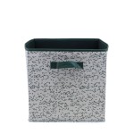 Cube de rangement tissu blanc vert 31cm | Hashtag Déco