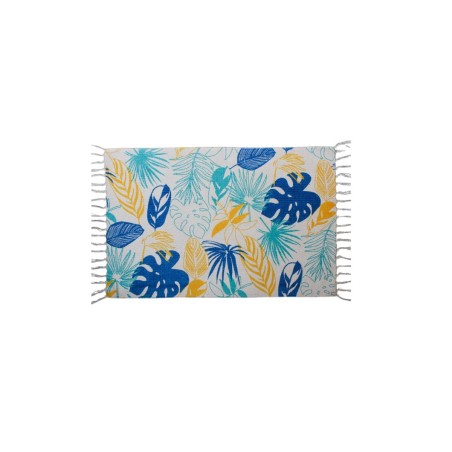 Tapis à franges tropical en tissu vert 60x90cm | Hashtag Déco