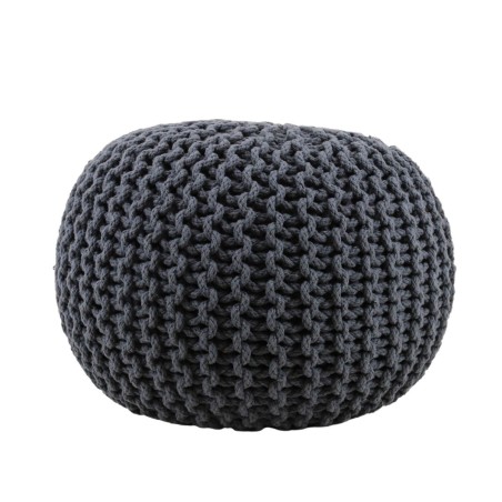 Pouf rond tricot gris 40x30cm pour salon | Hashtag Déco