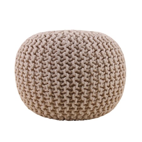 Pouf rond tricot gris 40x30cm pour salon | Hashtag Déco