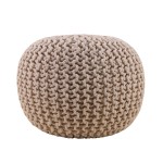 Pouf rond tricot gris 40x30cm pour salon | Hashtag Déco