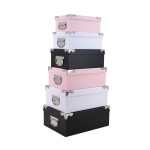 Lot de 6 boites carton rose, blanc, noir | Hashtag Déco