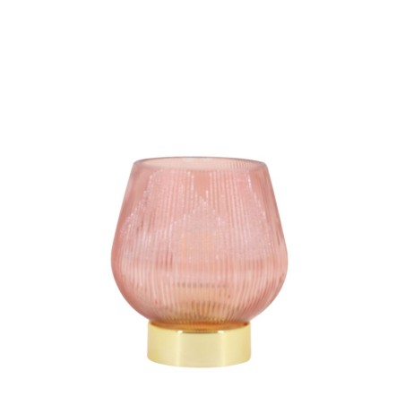 Lampe à poser rose en verre strié | Hashtag Déco