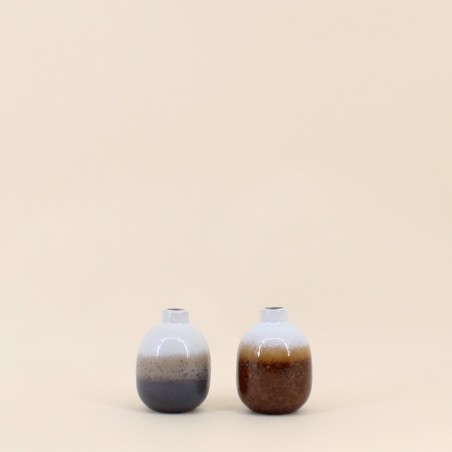 Set de 2 vases émail gris marron 10cm | Hashtag Déco