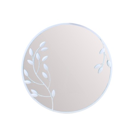 Miroir rond métal blanc fleurs 50cm | Hashtag Déco