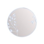 Miroir rond métal blanc fleurs 50cm | Hashtag Déco