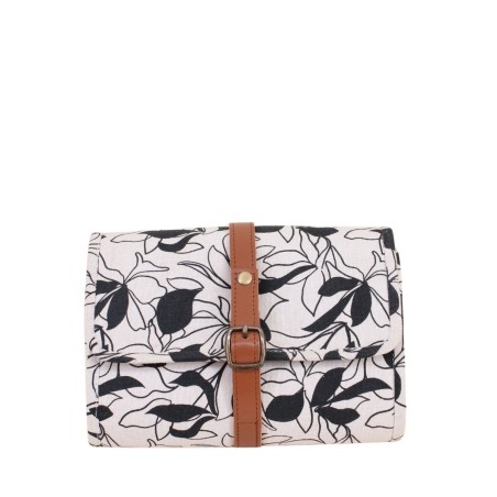 Pochette à bijoux en tissu fleuri marron beige | Hashtag Déco