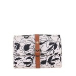 Pochette à bijoux en tissu fleuri marron beige | Hashtag Déco