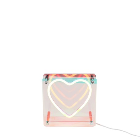 Cadre néon coeur 3D coloré 15x15cm