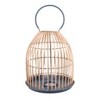 Lanterne bambou métal bleu 35x30cm | Hashtag Déco