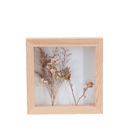 Cadre décoratif fleurs séchées en bois naturel | Hashtag Déco