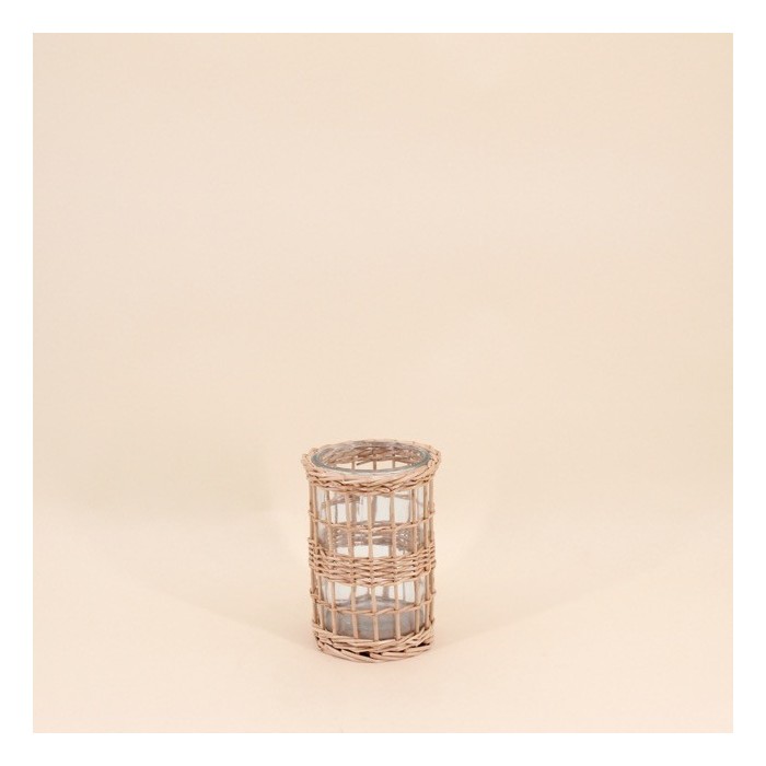 Photophore en rotin naturel 15cm | Hashtag Déco