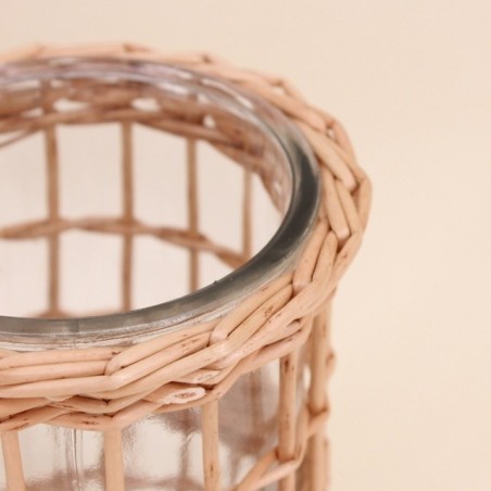 Set de 2 photophores rotin naturel 15cm | Hashtag Déco