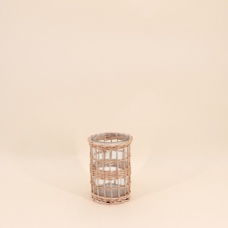 Set de 2 photophores rotin naturel 15cm | Hashtag Déco
