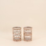 Set de 2 photophores rotin naturel 15cm | Hashtag Déco