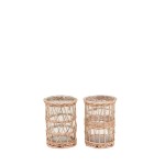 Set de 2 photophores rotin naturel 15cm | Hashtag Déco