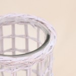Photophore en rotin blanc 15cm élégant et naturel | Hashtag Déco