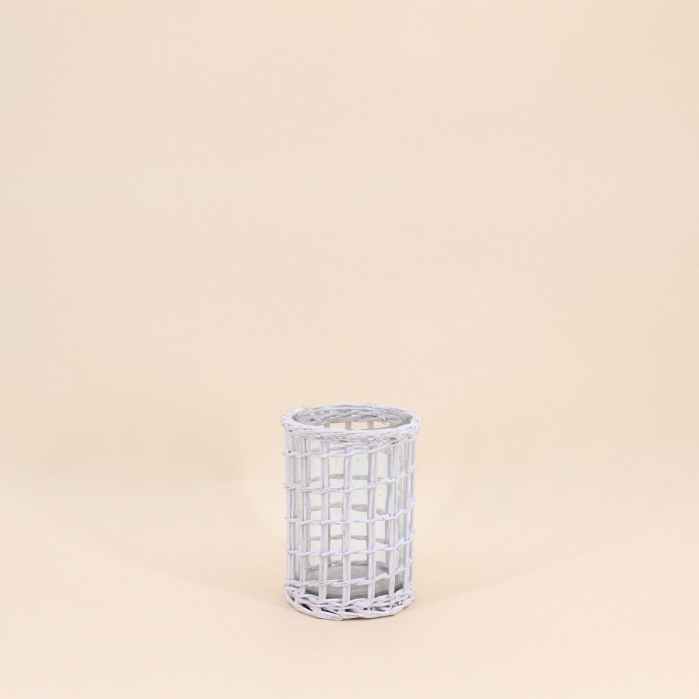 Photophore en rotin blanc 15cm élégant et naturel | Hashtag Déco Photophore en rotin blanc 15cm élégant et naturel | Hashtag Déco