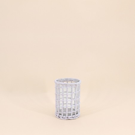 Set de 2 photophores rotin coloré 15cm | Hashtag Déco