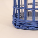 Photophore en rotin bleu 15cm élégant | Hashtag Déco