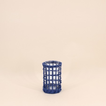 Set de 2 photophores rotin coloré 15cm | Hashtag Déco
