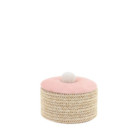 Boite à bijoux ronde en fibres naturelles beige | Hashtag Déco