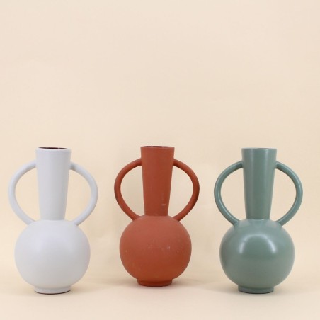 Vase double anses en céramique blanc 29cm | Hashtag Déco
