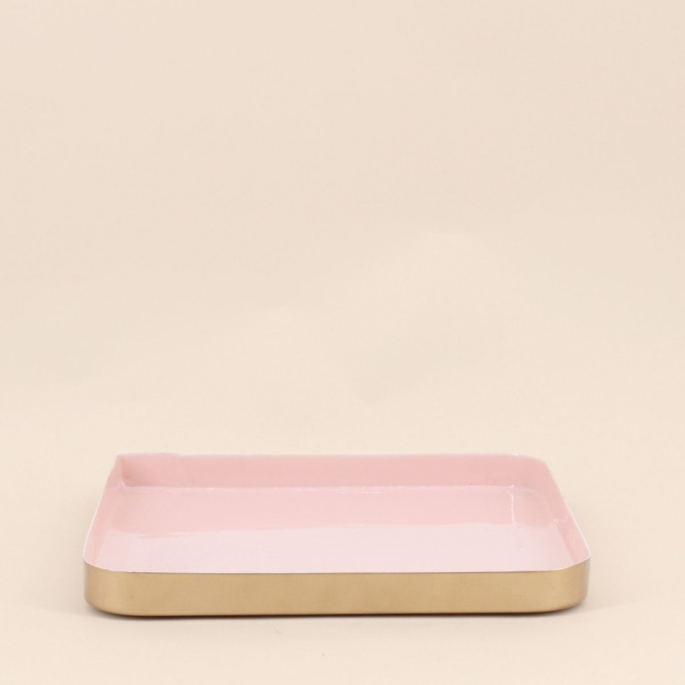 Plateau carré métal rose 25x25cm | Hashtag Déco